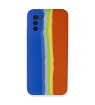 Samsung Galaxy A03s Kılıf Ebruli Lansman Silikon - Mavi-turuncu