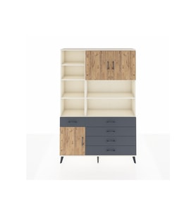 Arges Dolap 9 Raflı 5 Çekmeceli 3 Kapaklı 132x30x195 Aytaşı-Çam/Antrasit