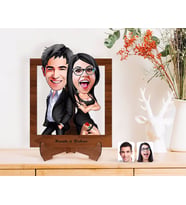 BK Gift Kişiye Özel Sevgililer Karikatürlü Ahşap Standlı 3D Biblo-6 (Beyaz)