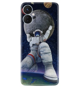Tecno Spark 9T Kılıf Silikon Desen Özel Seri Astronot ve Dünya 1759
