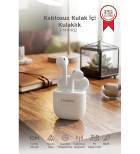 Torima Fineblue Bluetooth Kulaklık Kulak İçi Kablosuz Kulaklık FM1PRO Beyaz