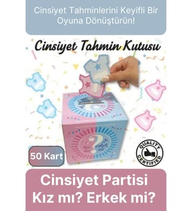 Özel Üretim Cinsiyet Partisi 50 Kart Eğlenceli Sürpriz Kız Mı Erkek Mi Oylama Tahmin Kutusu 19x19cm