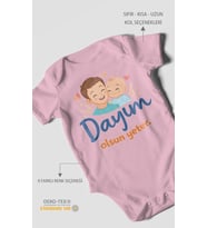 Dayım Olsun Yeter Kısa Kollu Bebek Body %100 Pamuk
