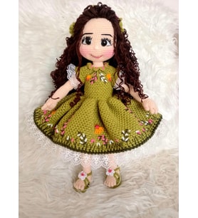 Fıstık Yeşili Yaz Güzeli Bebek Amigurumi Organik Oyuncak