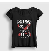 Presmono Kadın Siyah X Ray Cat Falling In Reverse T-Shirt 505109tt