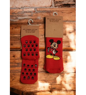 3lü *Micky Mouse* Pamuklu Çorab *0-12 aylık bebekler için*Kırmızı