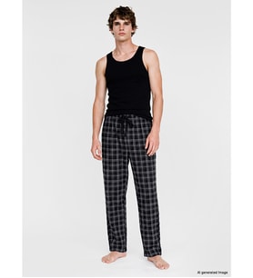 LC WAIKIKI Siyah Regular Fit Ekose Erkek Pijama Altı