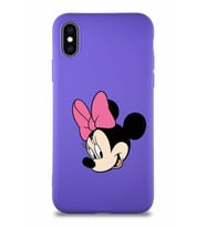 Apple iPhone XS Soft Premier Kapak Minnie Mouse-B Tasarımlı Silikon Kılıf - Mor (Şeffaf)