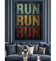Run Run Run Yazılı Modern Dekoratif Kanvas - Mdf Ahşap Tablo