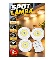 3’lü Kablosuz LED Spot Lamba Seti – Uzaktan Kumandalı, Yapışkanlı, Zamanlayıcılı