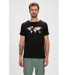 Bad Bear GLOBE T-SHIRT NIGHT Erkek Tişört Siyah S-XXL
