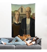 Grant Wood - Soyal Gerçeklik ı American Gotik Duvar Örtüsü - Social realism-8059