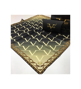 19V69 ITALIA Desen Black Seri Twill Eşarp Eşarp Askısı ile Birlikte 90x90 cm Hak