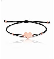 Kalp İpli Gümüş Bileklik - Rose