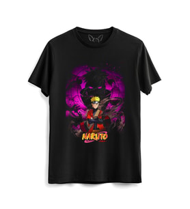 Naruto Baskılı Siyah Tshirt