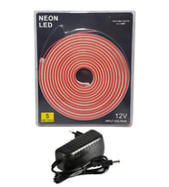5 Metre 12 Volt 6x12 mm Esnek Pembe Neon Led 3A Plastik Adaptör Set