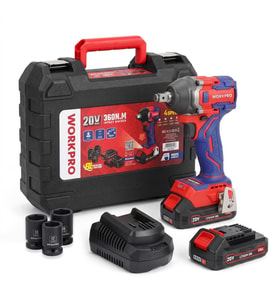 WORKPRO WP390226 20Volt 2.0Ah. Li-ion 1/2’’ 360Nm Çift Akü Kömürsüz Profesyonel Şarjlı Somun Sıkma