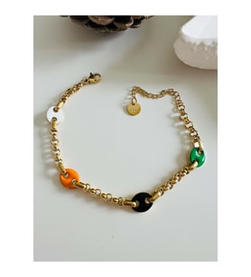 RENKLİ MİNELİ ÇELİK BİLEKLİK 16+6 CM-GOLD ACR4968