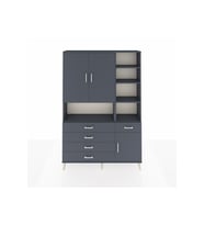 Arges Gardrop 8 Raflı 5 Çekmeceli 3 Kapaklı 132x30x195 Antrasit-Antrasit