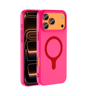 iPhone 18 Pro Max Kılıf M-Safe Şarj Özellikli Aris Silikon Kılıf Koyu Pembe