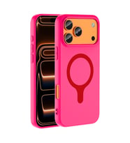 iPhone 18 Pro Max Kılıf M-Safe Şarj Özellikli Aris Silikon Kılıf Koyu Pembe