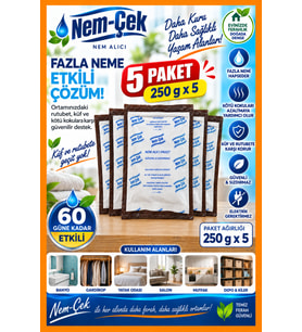 Nemçek Nem Alıcı Rutubet Giderici Küf Önleyici Koku Giderici Nem Emici Askısız 5 Paket 1250 gr