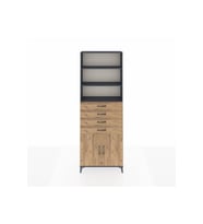 Arges Dolap 3 Raflı 4 Çekmeceli 2 Kapaklı 88x30x243 Antrasit-Çam