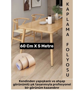 Kolay Temizlenir Su Yağ Neme Dayanıklı Şık Ahşap Görünümlü Kendinden Yapışkanlı Kaplama Kağıdı 5 Mtr