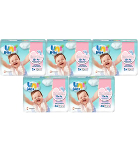Uni Baby Islak Havlu Mendil İlk Adım 52 Yaprak (15 Li Set) 780Yaprak (5PK*3)