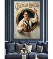 Celestial Liqueur Retro İçecek Reklamı Dekoratif Kanvas - Mdf Ahşap Tablo