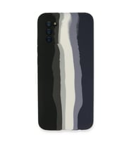 Samsung Galaxy A03s Kılıf Ebruli Lansman Silikon - Siyah-lacivert
