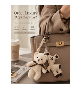 Sevgiliye Hediye Çanta Aksesuarı Peluş Ayıcık Teddy & Küçük Geyik & Kedili Kanca Çanta Süsü Charmı