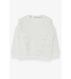 Breeze Kız Çocuk Sweatshirt Güpürlü 1.5-5 Yaş, Ekru