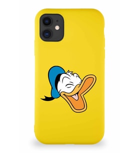 Apple iPhone 11 Soft Premier Kapak Donald Duck-E Tasarımlı Silikon Kılıf - Sarı (Şeffaf)
