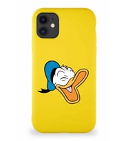 Apple iPhone 11 Soft Premier Kapak Donald Duck-E Tasarımlı Silikon Kılıf - Sarı (Şeffaf)