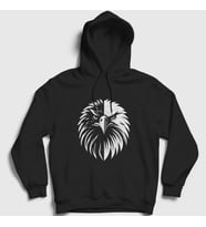 Presmono Unisex Siyah Kartal Kafası Kartallı Siyah Beyaz Hediye Kapüşonlu Sweatshirt 470057tt