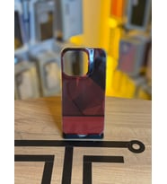 iPhone 15 Pro Uyumlu Kristal Görünümlü Geometrik Desenli Parlak Kılıf (Kırmızı)