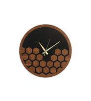 AS TASARIM LAZER PETEK MODEL DUVAR SAATİ DEKORASYON 45 cm (SİYAH-CEVİZ)