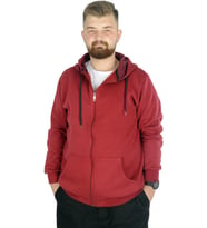 Mode XL Erkek Sweatshirt Kapşonlu Zippered Basic 20543 Bordo