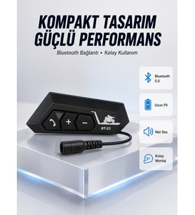 Bt22 Motosiklet Kask İçi İnterkom Destekli Yeni Nesil