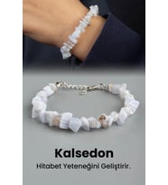 Kalsedon Doğal Kırık Taş Zincir Kapamalı Bileklik