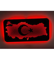 Destina Ahşap Bayrak Temalı Türkiye Haritası Led Aydınlatma Tablo (Düz Beyaz)
