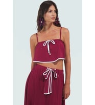 Pamuklu Dokuma Bluz Etek Takım Yazlık Plaj Şıklığı Şık Görünüm Modern Stil Dayanıklı Malzeme