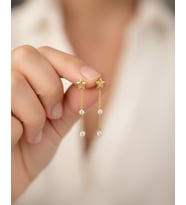 Yıldız Sallantılı Tohum 14 Ayar Altın Küpe (Gold)