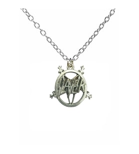 Slayer Pentagram Figürlü Metal Kolye – 60 cm Zincirli Heavy Metal Takı (Gümüş)