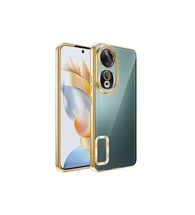 Honor 90 Uyumlu Kılıf Kamera Korumalı Logo Gösteren Zore Omega Kapak (Gold)