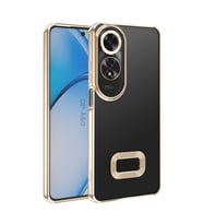 Oppo A60 Kılıf Logo Yeri Açık Kamera Lens Korumalı Renkli Kenarlı Şeffaf Silikon (Gold)