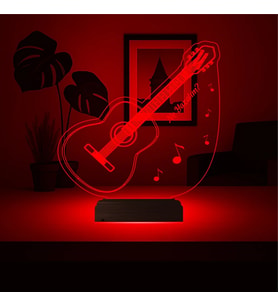 Luvivia Klasik Gitar Gitarist Kişiye Özel 3D Lamba - Masa Gece Lambası
