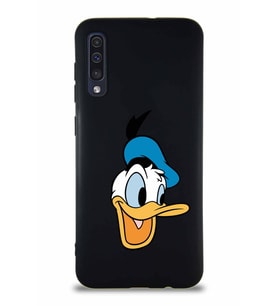 Samsung Galaxy A30S Soft Premier Kapak Donald Duck-A Tasarımlı Silikon Kılıf - Siyah (Şeffaf)