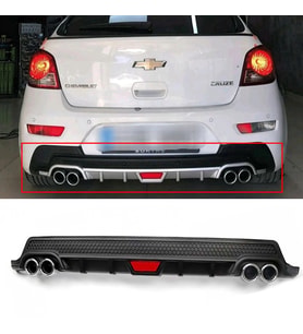 Chevrolet Cruze HB Siyah Difüzör Difizör Yuvarlak Egzoz Görünüm Kulaklı Tip 2008 - 2015